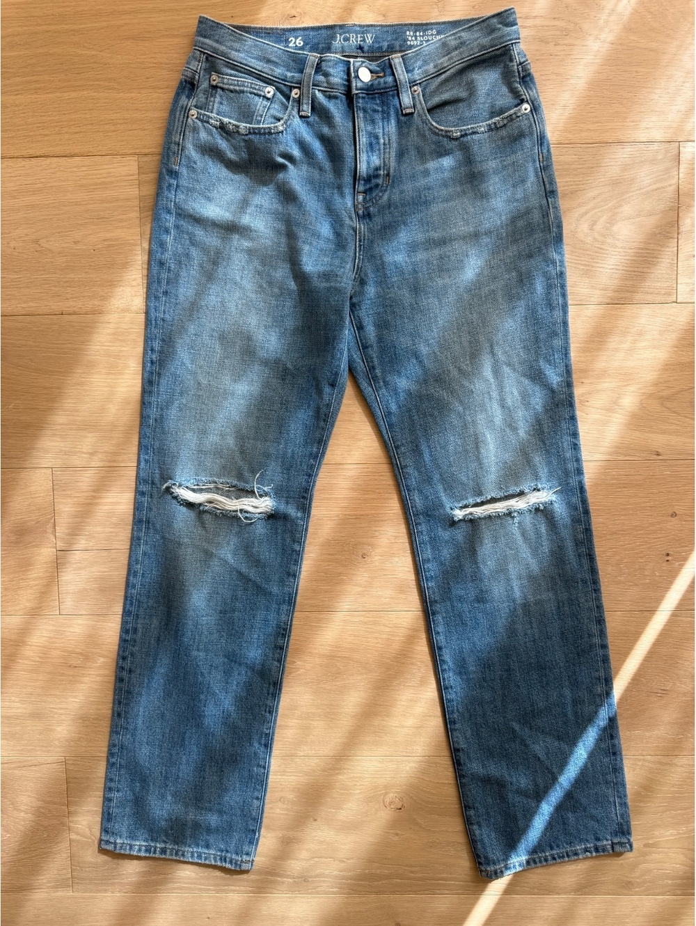J.Crew ’84 Slouchy Distressed Jeans Kyoto Wash Straight Leg Size 26